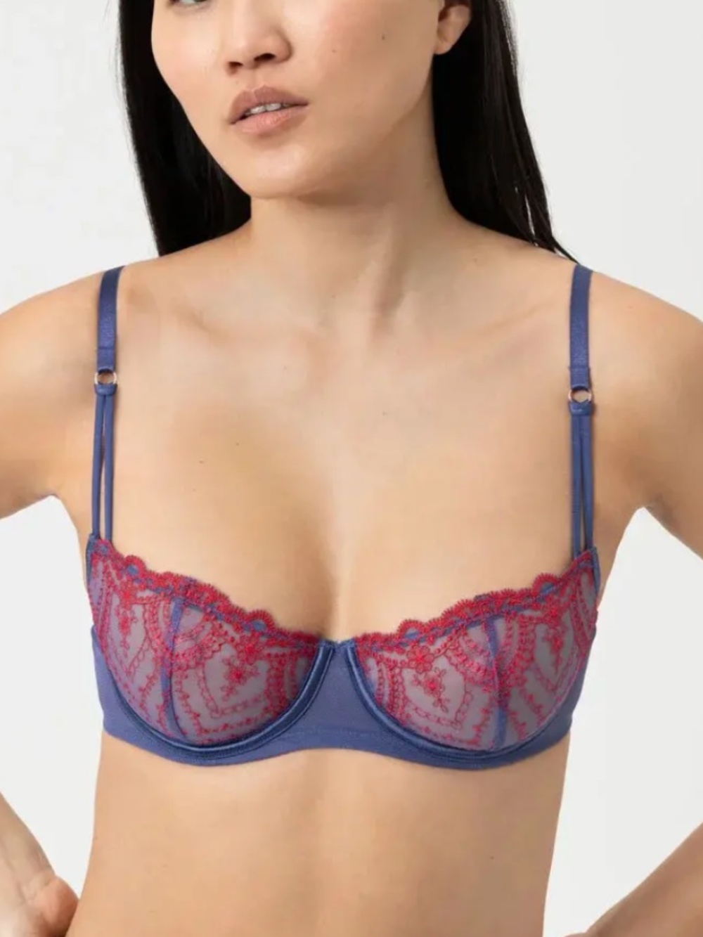 NEW Mey Mysterious Embroidered Balconette Underwire Bra 74644 Astral Night 1724